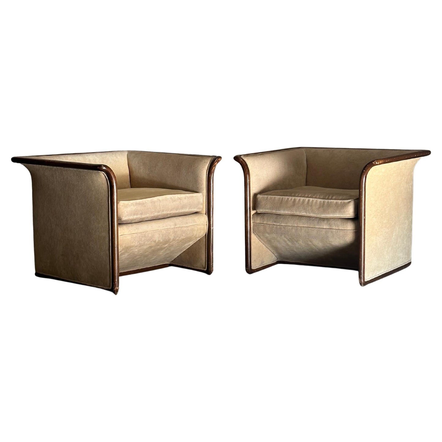 Ward Bennett for Brickel Associates Postmodern Pair of Club Chairs