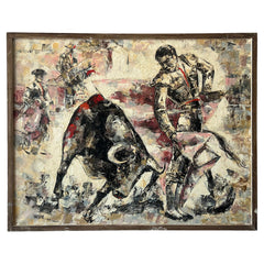 Epifanio Ortega Mid Century Bullfight Painting 1969