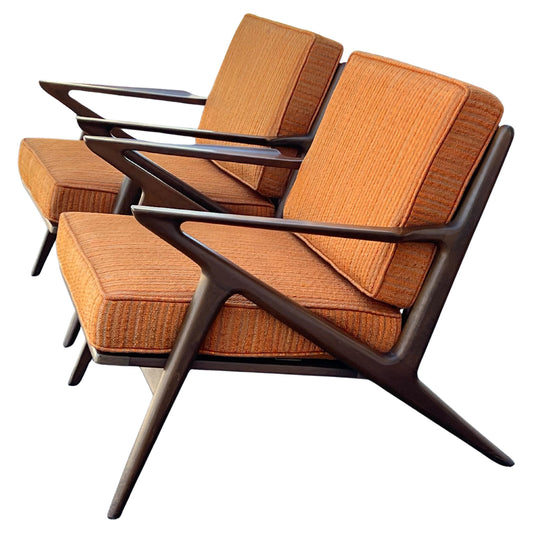 Frisman Vintage A Pair Of Original "Z" Chairs By Poul Jensen For Selig Denmark Ca' 1960's