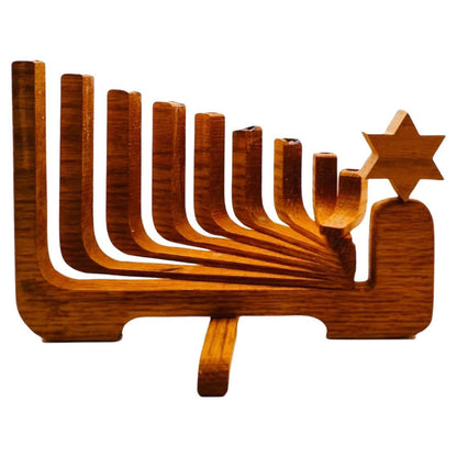 Frisman Vintage Vintage Wooden Mid Century Danish Modern Teak Kinetic Hanukkah Menorah