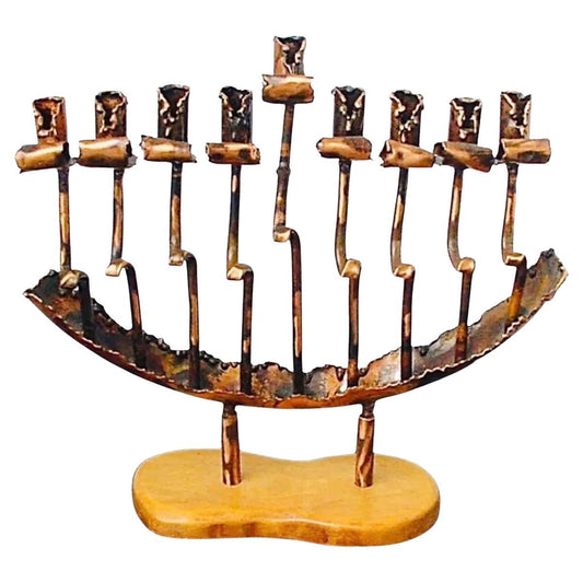 Frisman Vintage X-Large, Vintage Rami Zamir Torch Cut Hand Forged Brutalist Copper Menorah Israe