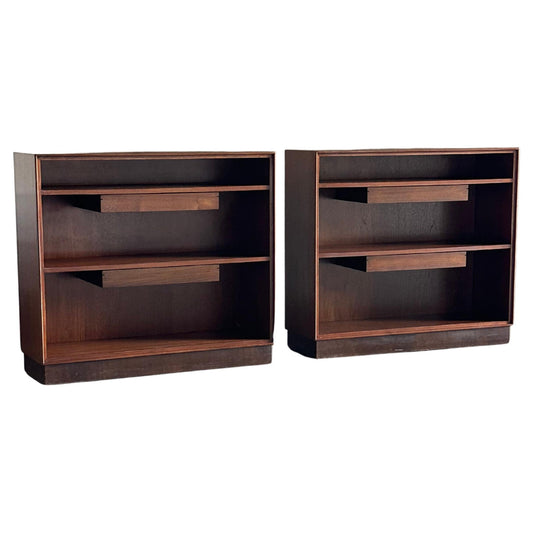 Frisman Vintage Edward Wormley for Dunbar Bookcases With Floating Drawers- a Pair