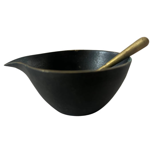 Frisman Vintage Sculptural Werkstätte Hagenauer Modernist Brass Bowl Pestle, Austria, 1950s