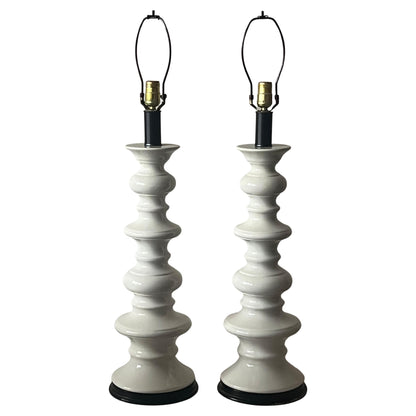 Frisman Vintage A Pair Of Sculptural Ceramic Lamps Ca' 1960's