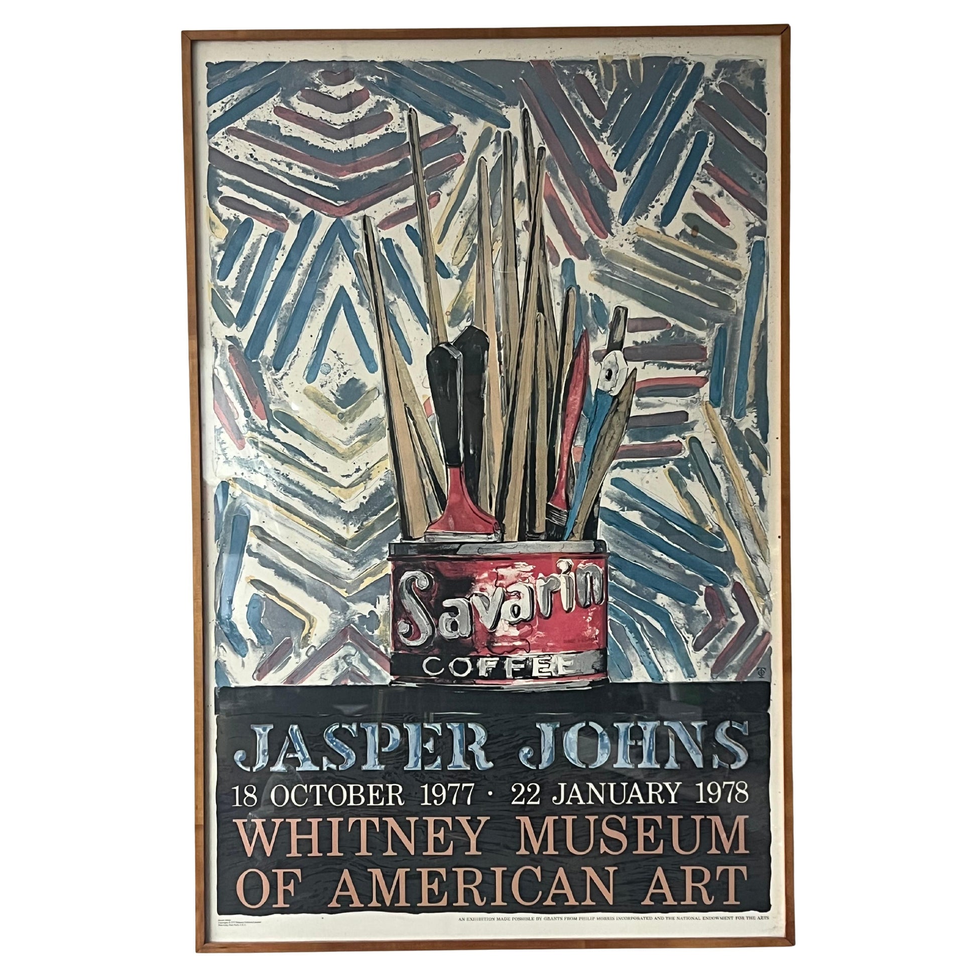 Frisman Vintage A Classic Jasper Johns Savarin Paint Poster 1977 Whitney Museum