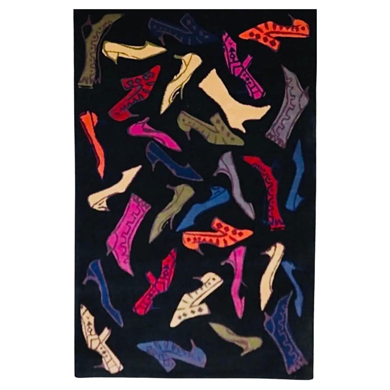 Frisman Vintage 80s Original Andy Warhol Diamond & Dust Pop Art Shoes Boots Area Rug Ltd Ed 8x5