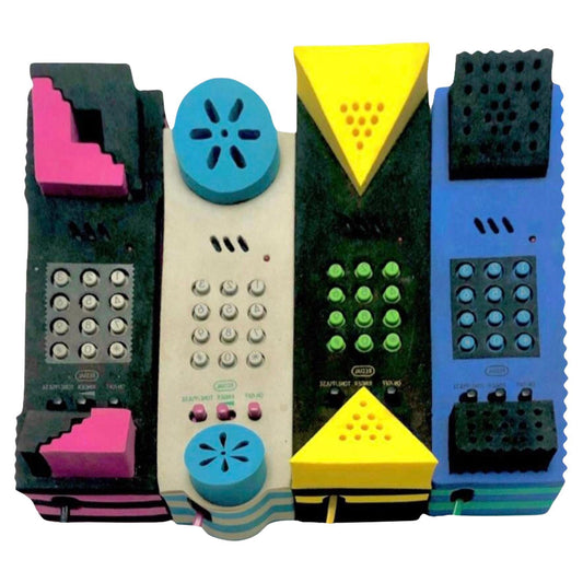 Frisman Vintage 1992 Set of 4 Canetti Postmodern Post Modern Memphis Phone Telephone Collection