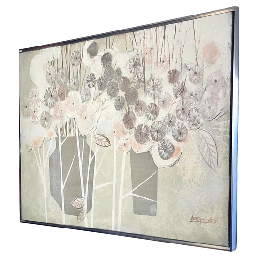 Frisman Vintage Vintage Mid Century Modern Lee Reynolds Still Life Flowers Asian Painting Framed