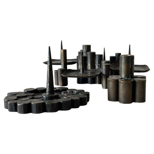 Frisman Vintage Unique Brutalist Bronze Candleholders by Manfred Bergmeister, Germany 1970s