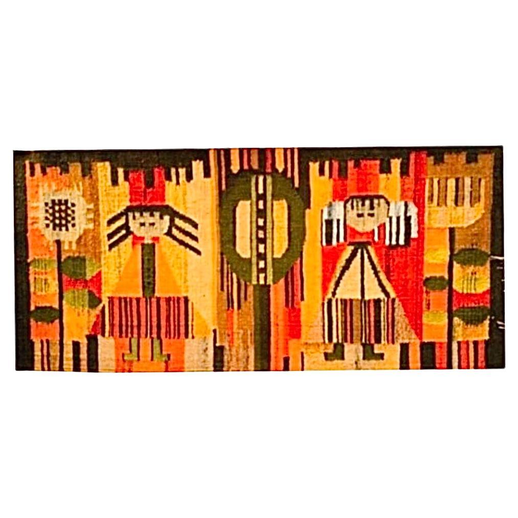 Frisman Vintage Huge 60s Polish E. Keszycka Cepelia Ackerman Style Kilim Wall Tapestry Hanging