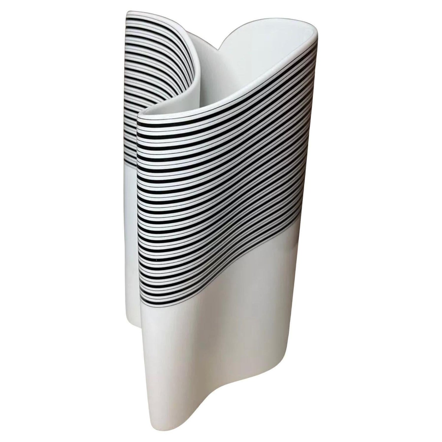 Frisman Vintage Rare Barbara Brenner Rosenthal Studio Linie Op Art Wave Vase Germany Mint