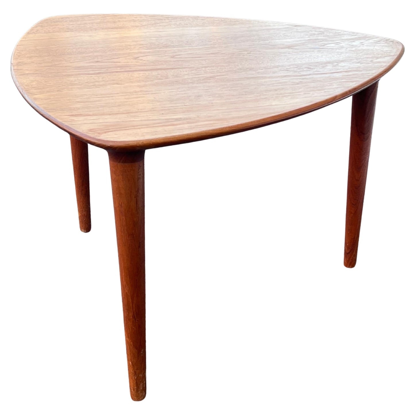 Frisman Vintage Scandinavian Sculptural Solid Teak Triangular Side Table by Gustav Bahus