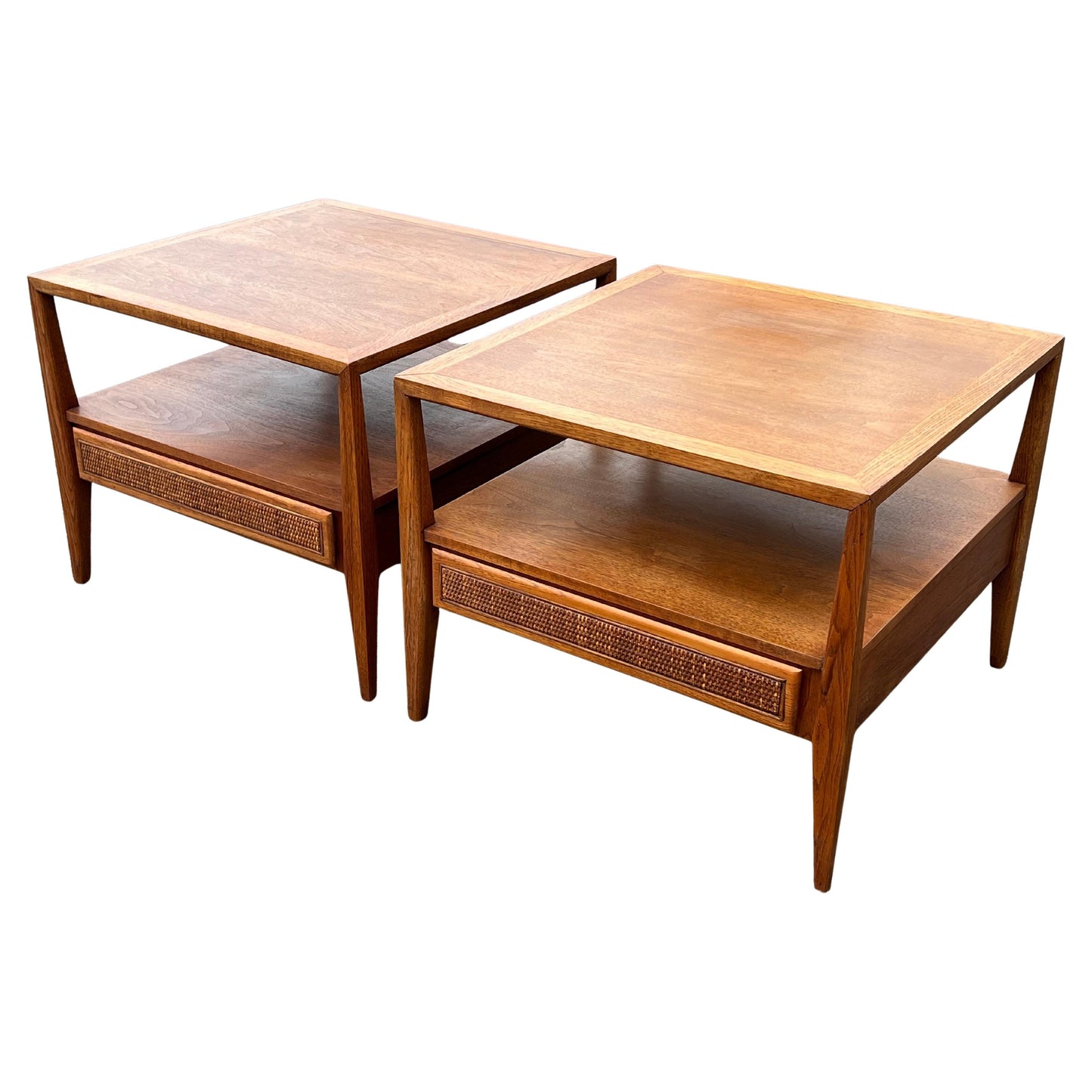 Frisman Vintage Pair of Large End Tables by Century Furniture With Drawers