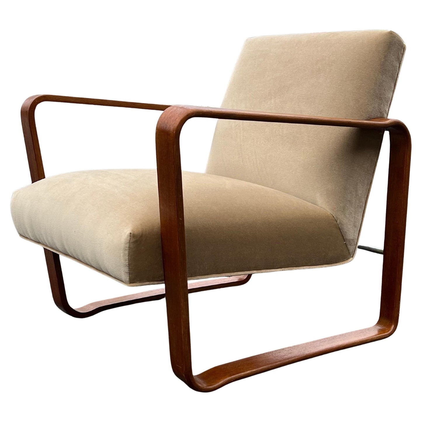 Frisman Vintage Unusual Edward Wormley For Dunbar Bentwood Arm Lounge Chair Ca '1950's