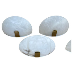 Alabaster And Brass Sconces By Lightolier Art Deco Style Ca' 1980's