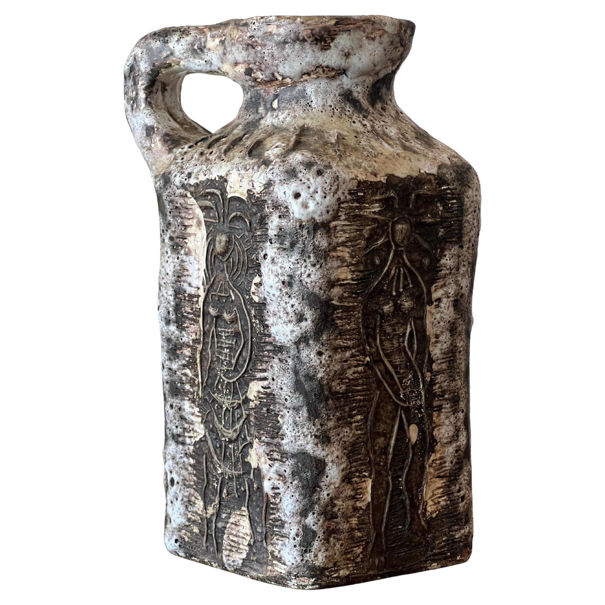 Frisman Vintage Ceramic Pitcher By Fernande Kohler Vallauris France 1950's