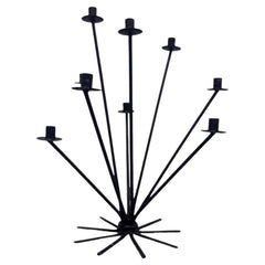 50s Scandinavian Wrought Iron 9Light Ljusstake Starburst Vintage Menorah Denmark