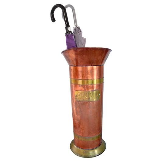 Frisman Vintage 19c Antique Copper Brass Coal Scuttle Umbrella Stand Holder Netherlands