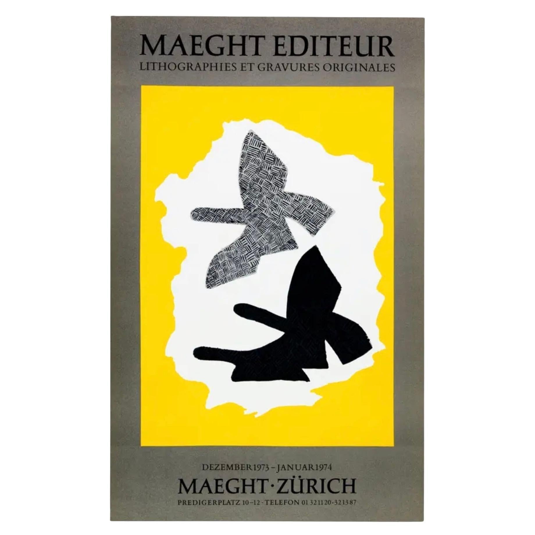 Frisman Vintage Vintage Original Georges Braque Exhibition Poster 3 Birds Gallery Maeght Zurich