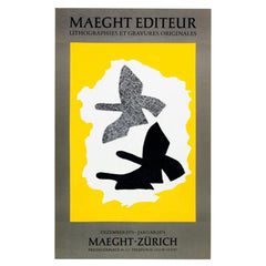 Vintage Original Georges Braque Exhibition Poster 3 Birds Gallery Maeght Zurich