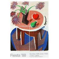 Original 1980s David Hockney Museum Exhibition Lithograph Poster Fiesta '88