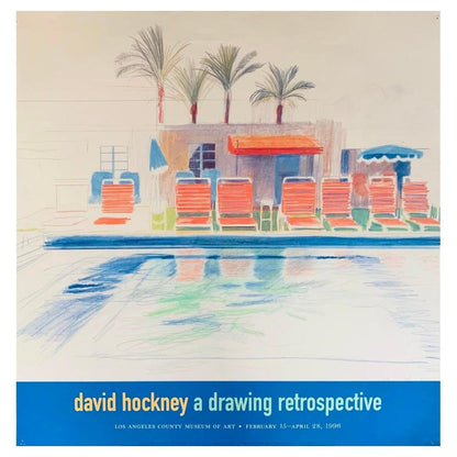 Frisman Vintage Original David Hockney Exhibition Lithograph Poster 8 Sun Chairs by a Pool 1976