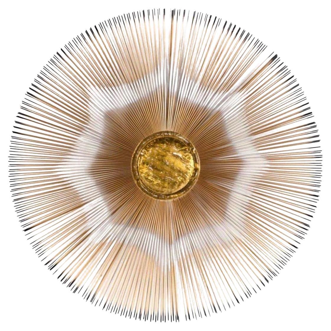 Frisman Vintage Mid-Century Casa Devall 2-Tier Copper Brass Brutalist Sunburst Wall Sculpture