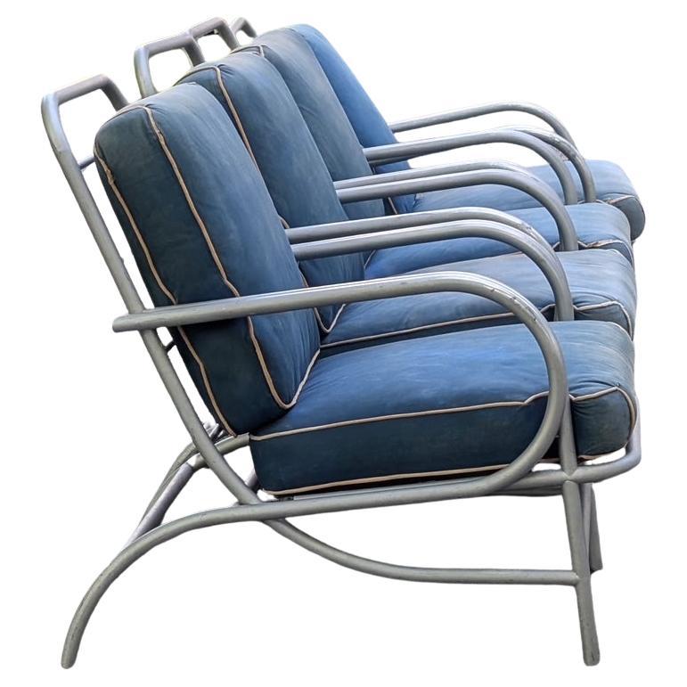 Frisman Vintage A Set Of Four Modernist Armchairs ca' 1950's Aluminum For Patio/Garden