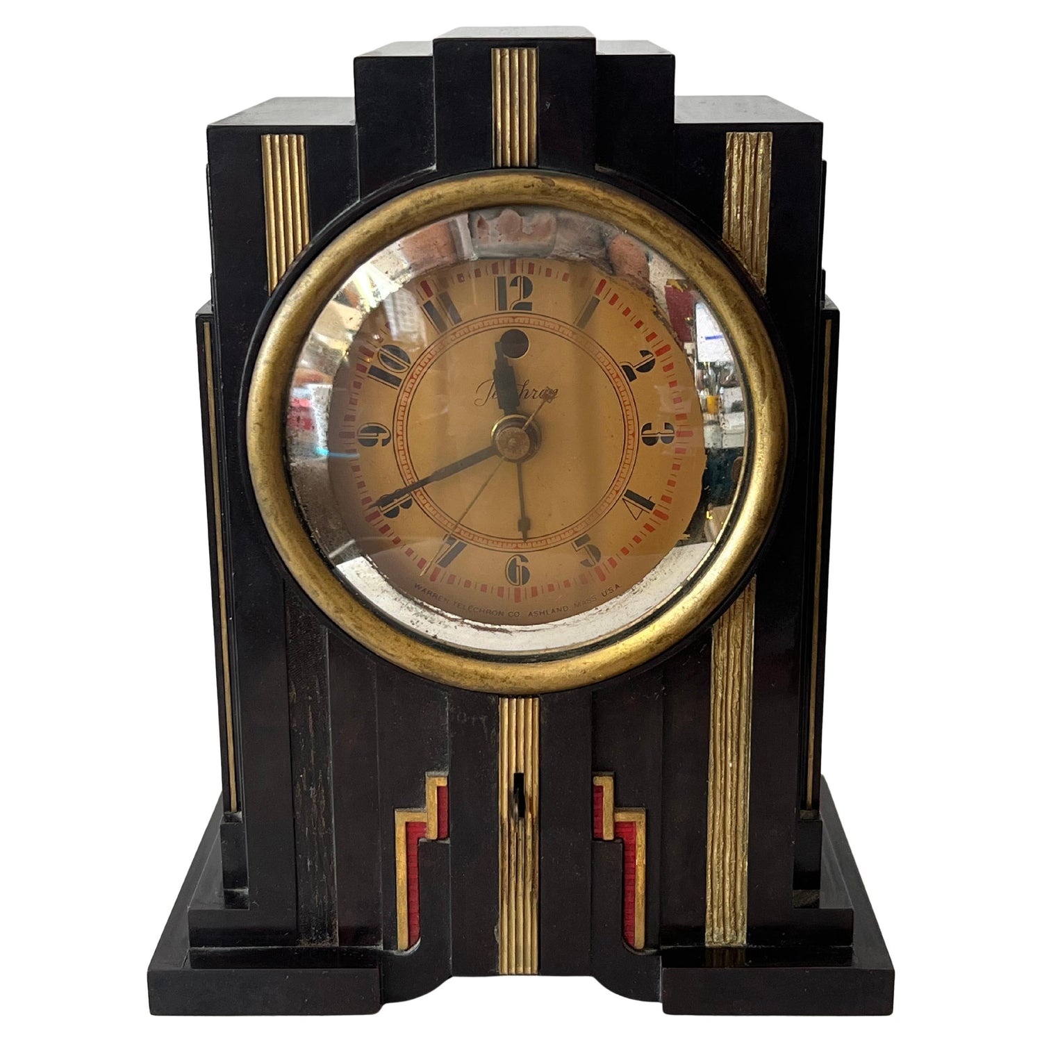 Frisman Vintage Vintage Art Deco Telechron Electroalarm  Skyscraper Desk Clock Bakelite