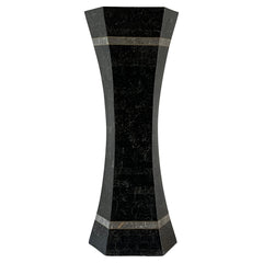 Unusual Post Modern Tessellated Stone Pedestal Inlaid Brass