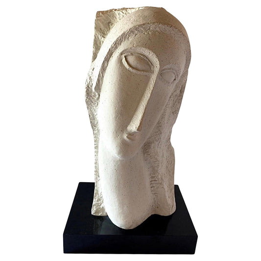 Frisman Vintage 80's Modigliani insp David Fisher Woman Head Bust Tete Sculpture Austin Prods