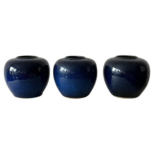 Frisman Vintage A Group Of Three Vintage Japanese Cobalt Blue Vases ca' 1950's