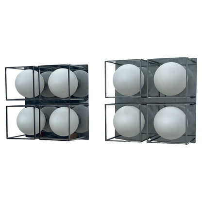 Frisman Vintage Space Age Wall Or Ceiling Lights Chrome And Glass