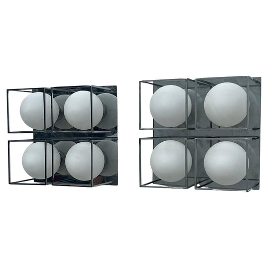 Frisman Vintage Space Age Wall Or Ceiling Lights Chrome And Glass