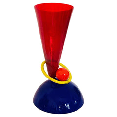 XL PostModern Memphis Ettore Sottsass Ip Murano Blown Glass Sculpture Vase Italy