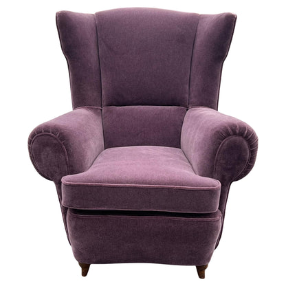 Frisman Vintage Unusual Italian Wingback Chair ca' 1940's Mohair