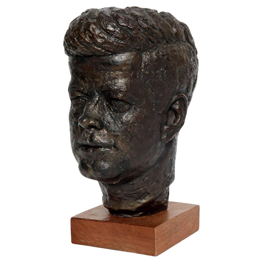 Frisman Vintage 60s Edward Schillaci Mid Century Modern Historic Art JFK Bust Sculpture
