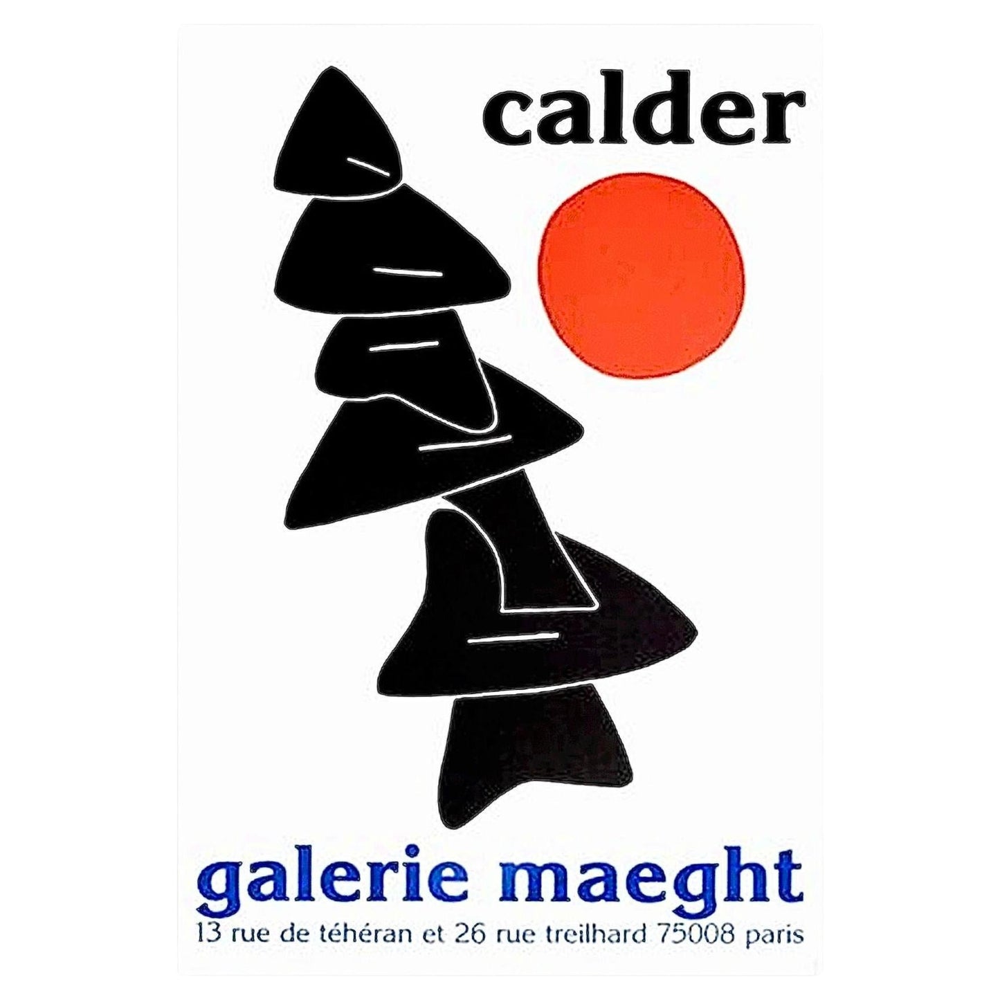Frisman Vintage 1976 Alexander Calder Exhibition Poster Stabile Noir Et Soleil Rouge