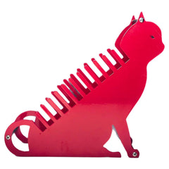 Post Modern Memphis Salvatore Campos Art Brute Red Cat Metal Letter Desk Holder