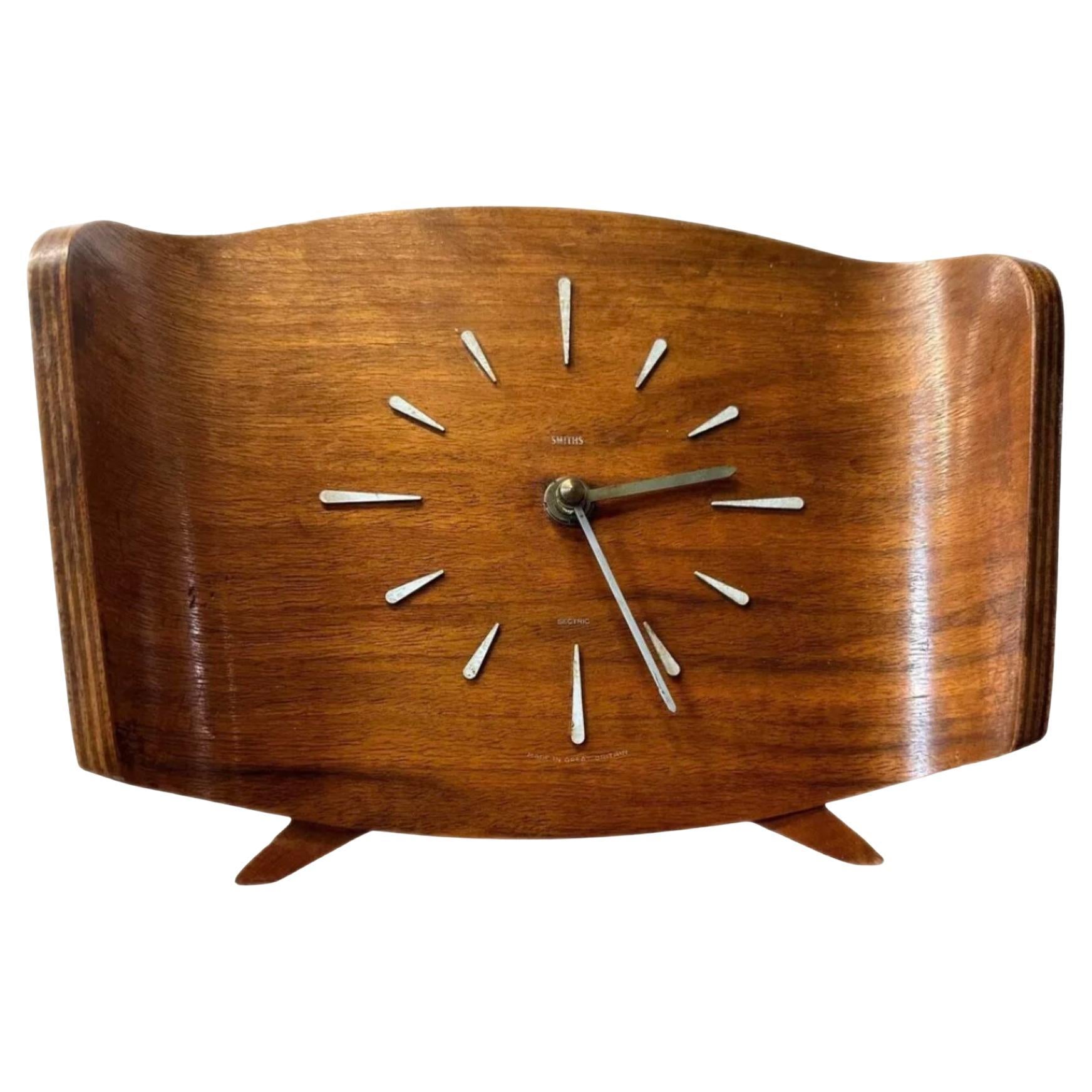 Frisman Vintage 50s Atomic Vintage Mid-Century Danish Modern Smith UK Teak Bentwood Mantel Clock
