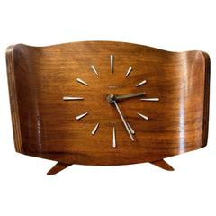 50s Atomic Vintage Mid-Century Danish Modern Smith UK Teak Bentwood Mantel Clock