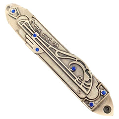 Long Vintage Modernist Pewter Art Deco Nouveau Mezuzah Bride Groom Wedding Gift