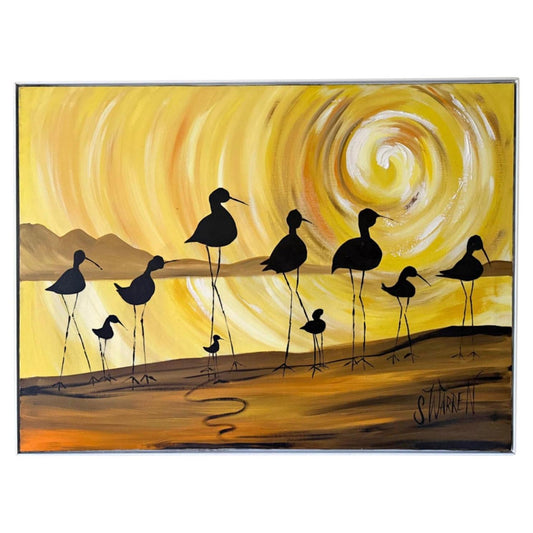 Frisman Vintage XL Robert McCaine style Mid Century Modern Shore Birds Nautical Painting Warren