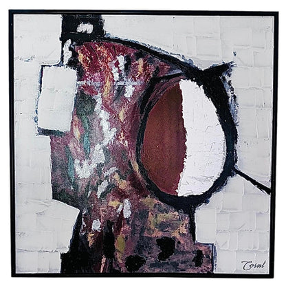 Frisman Vintage XL Mid Century Modern Vintage Abstract Impasto Oil Painting Framed Signed