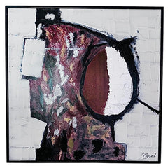 XL Mid Century Modern Vintage Abstract Impasto Oil Painting Framed Signed