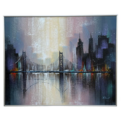 NYC Cityscape Painting By Albert ca' 1993 Decor