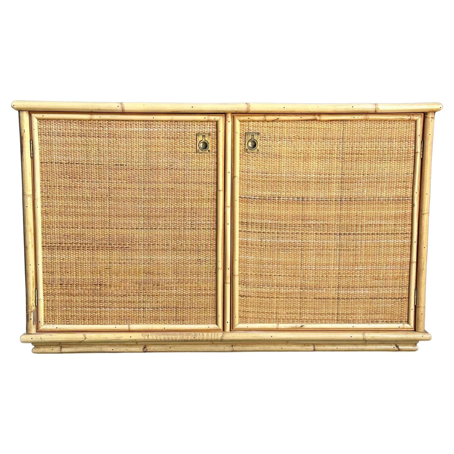 Frisman Vintage Two Door Sideboard Cabinet in Bamboo and Cane by Del Vera, Italy