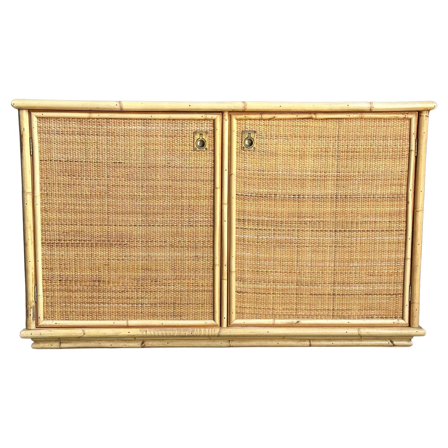 Frisman Vintage Two Door Sideboard Cabinet in Bamboo and Cane by Del Vera, Italy