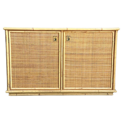 Frisman Vintage Two Door Sideboard Cabinet in Bamboo and Cane by Del Vera, Italy