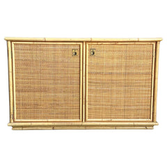 Two Door Sideboard Cabinet in Bamboo and Cane by Del Vera, Italy